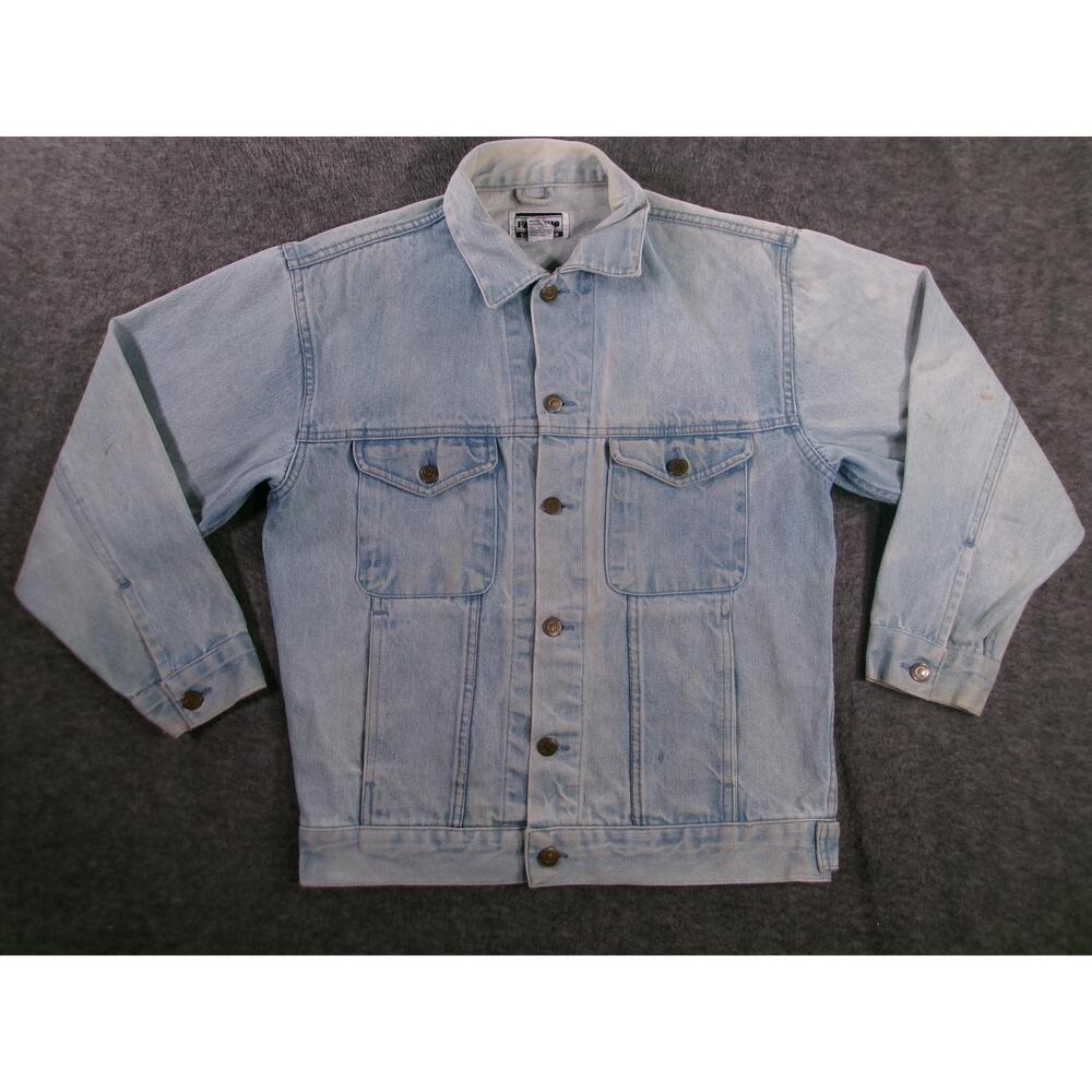 Vintage Denim Jacket Men Small Blue Classic Light Stonewash Retro Distressed Y2K